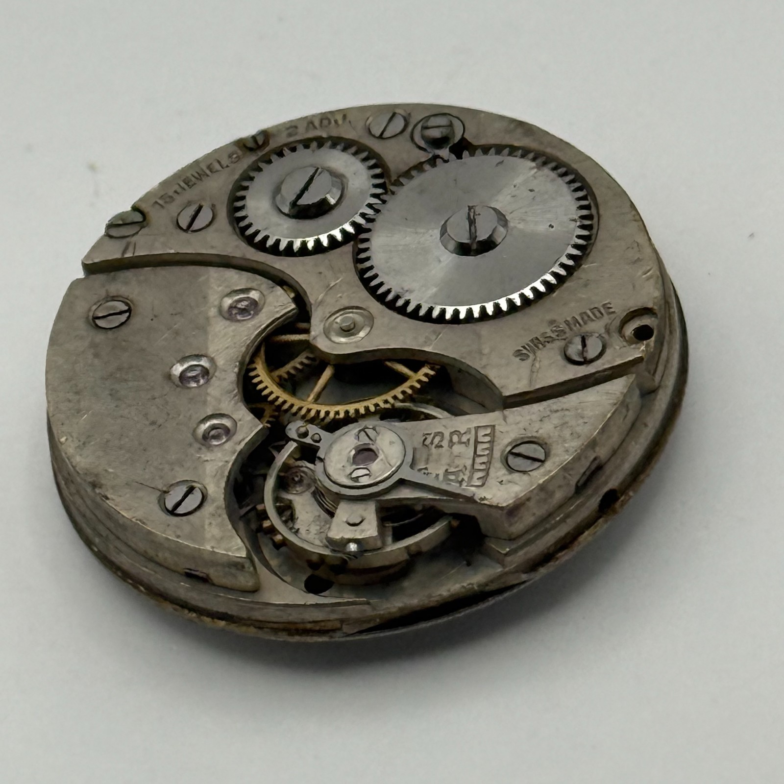 15 Jewels Trench Watch Movement Sub Seconds Swiss Manual Wind Vintage Parts 27mm