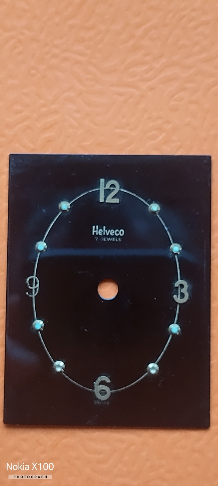 Helveco clock dial swiss 46.6 X 61.6 mm.