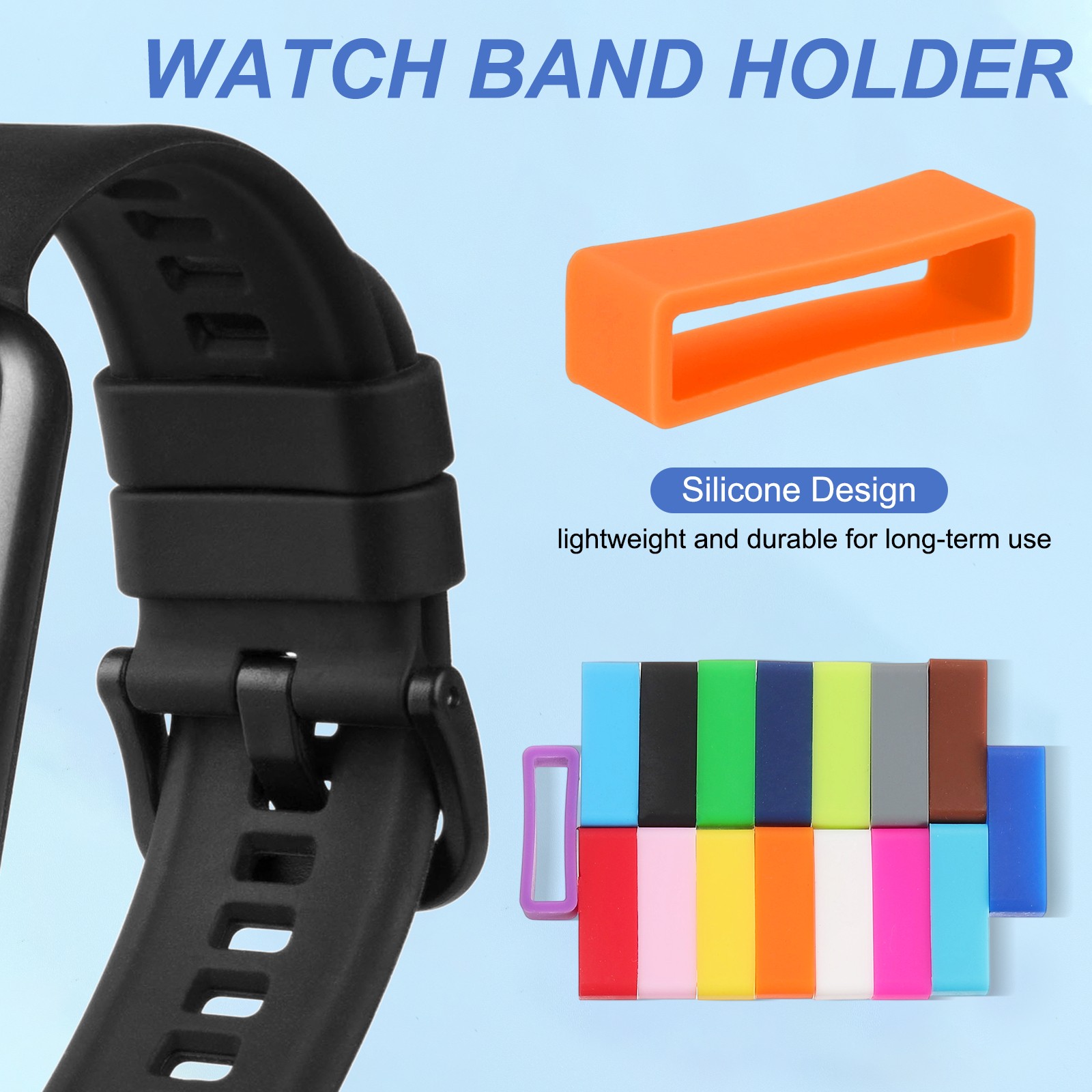6pcs Silicone Watch Band 26mm Replaced Orange
