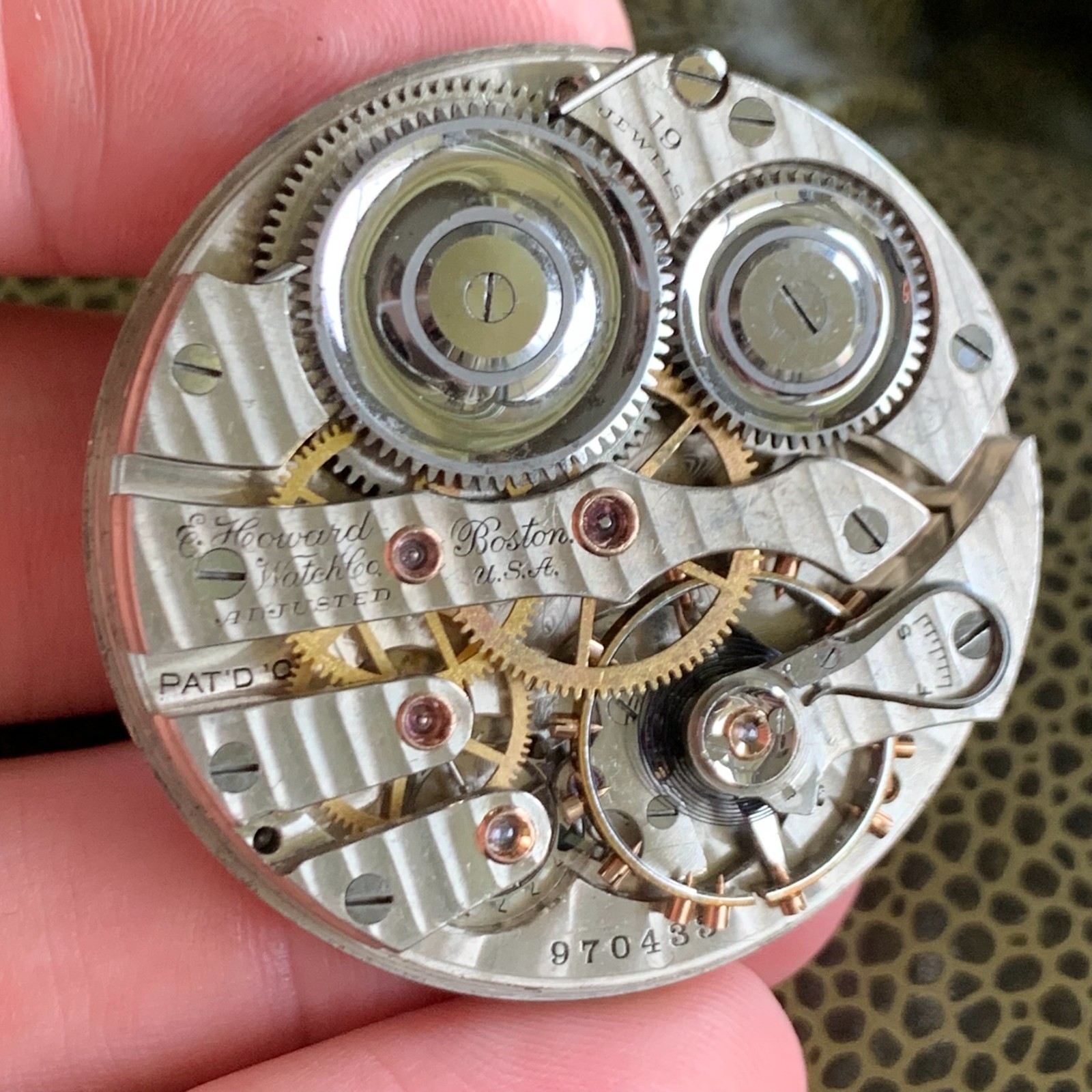 1908 E. Howard Watch Co. Grade: Series 5 16S 19J Open Face Movement for Repair