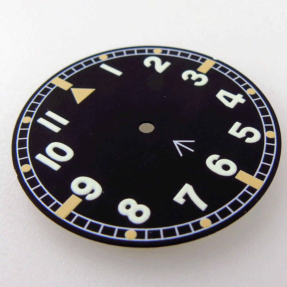 33.6mm black dial luminous marks fit pilot style NH35 NH36 Miyota 8215 ETA 2824