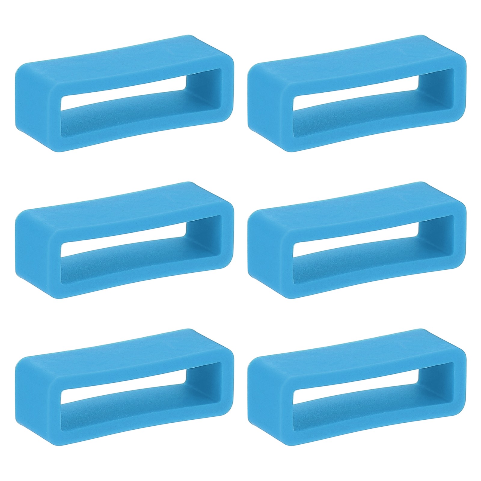 6Pcs 20mm Silicone Watch Band Holder Loop Replacement Light Blue
