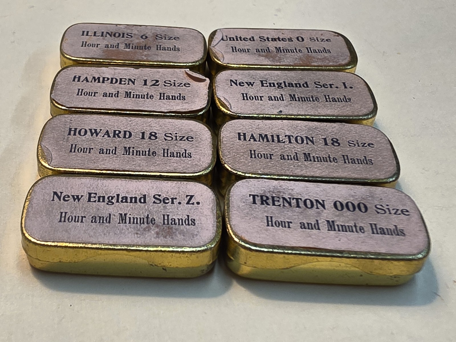 Lot Of 8 Empty Pocket Watch Hands Parts Tins Boxes Storage Containers