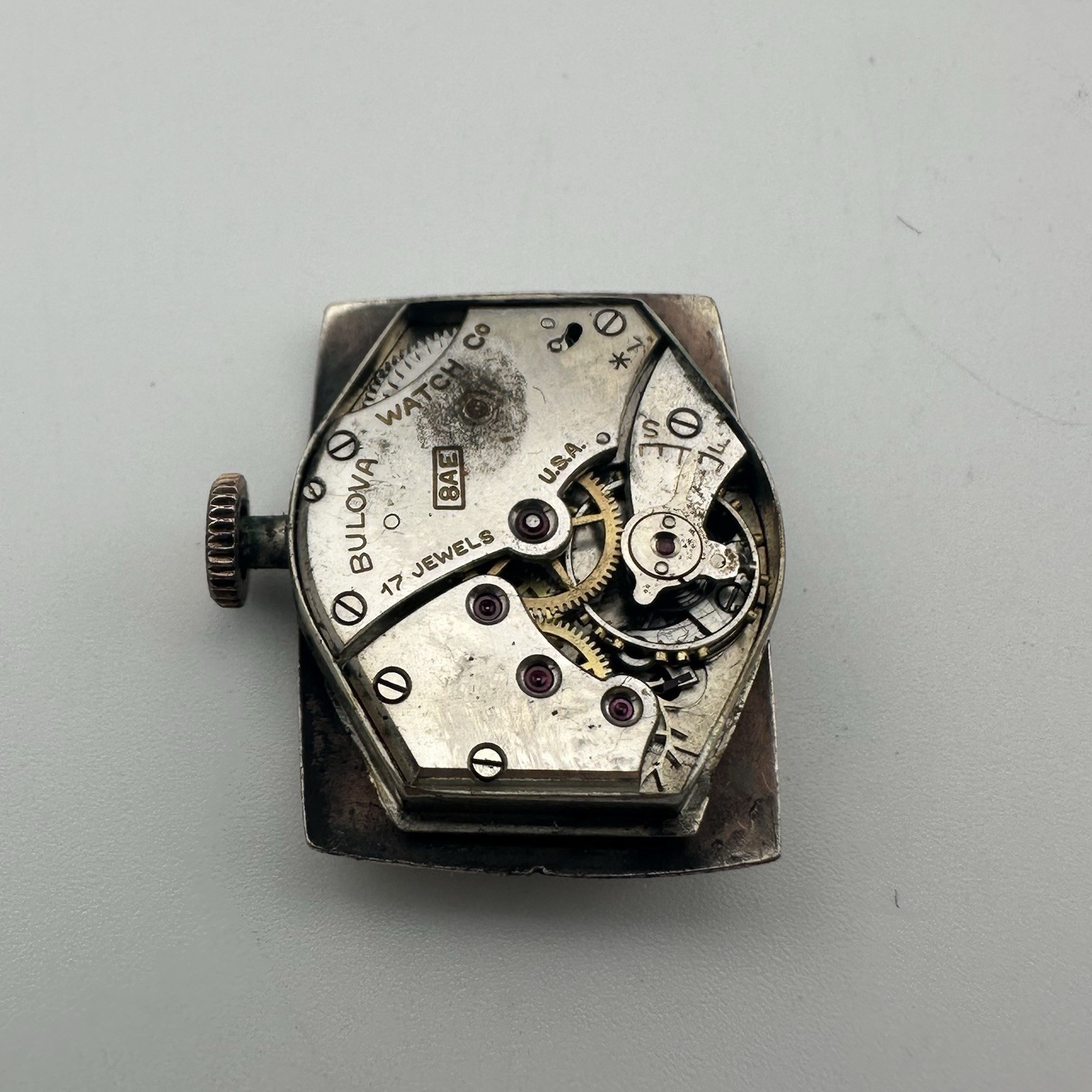 Vintage Bulova 8AE Watch Movement 17j Mechanical – For Parts