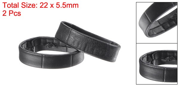 PU Leather Loops Retaining Ring Keeper for 19mm Width Watch Band, Black 2 Pcs