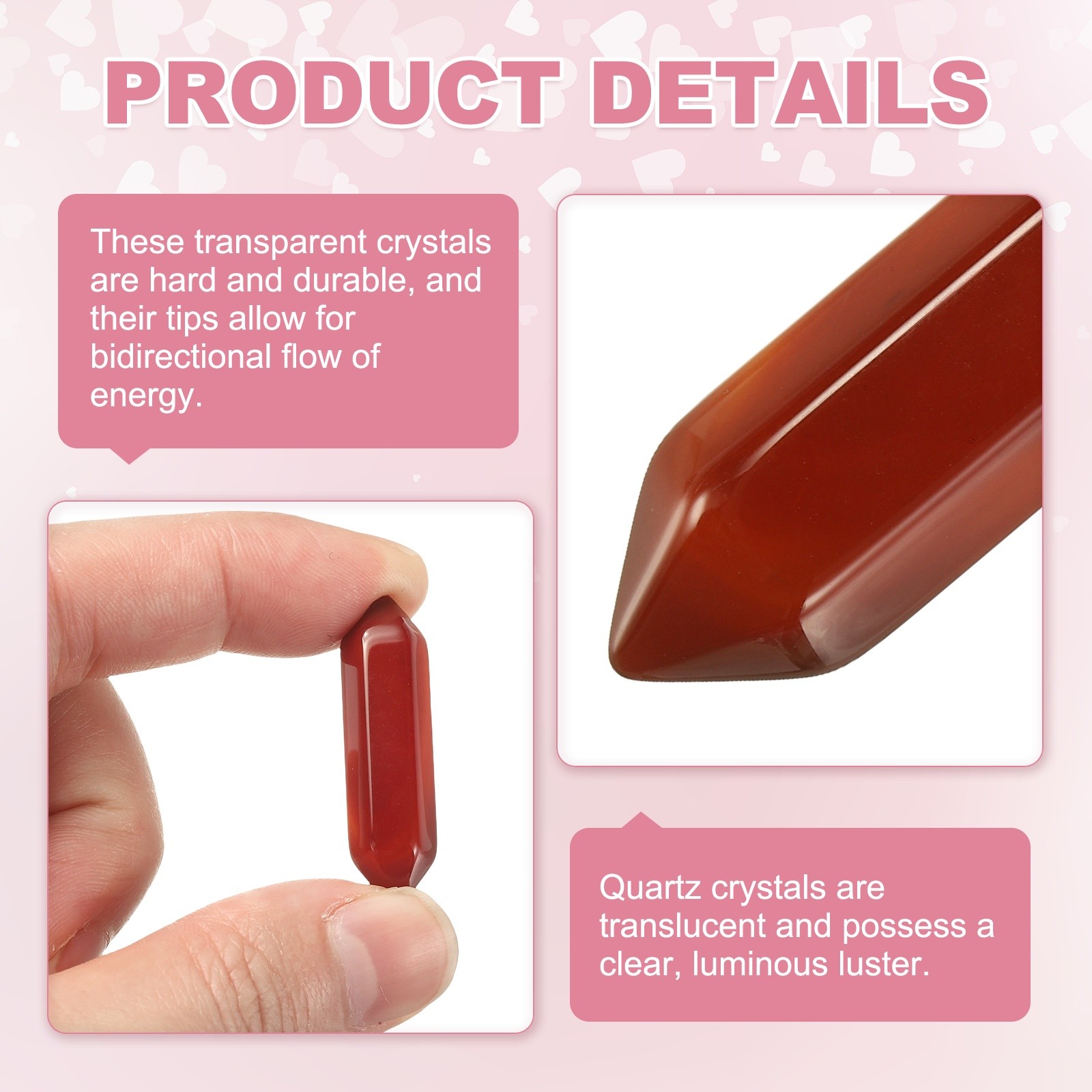 10 Pack Red Agate Quartz Crystals, Polished Crystals Bulk