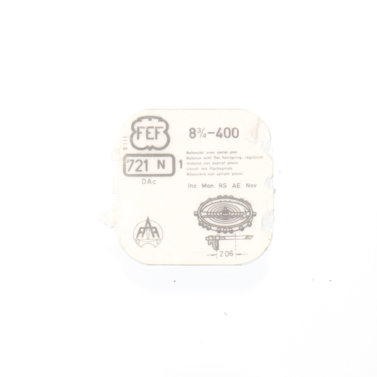 FEF Fleurier 400 INCA Balance Complete Watch Part Bestfit 721/897 New Old Stock