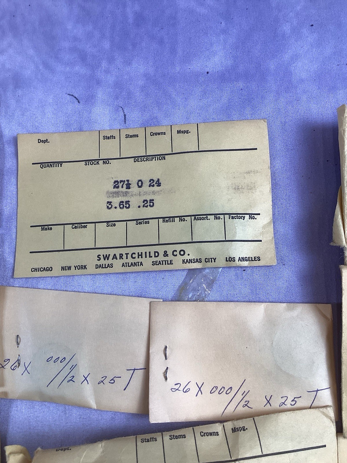 Assortment Of 16 Envelopes Vintage Swartchild Clock Mainspring Parts Repair NOS