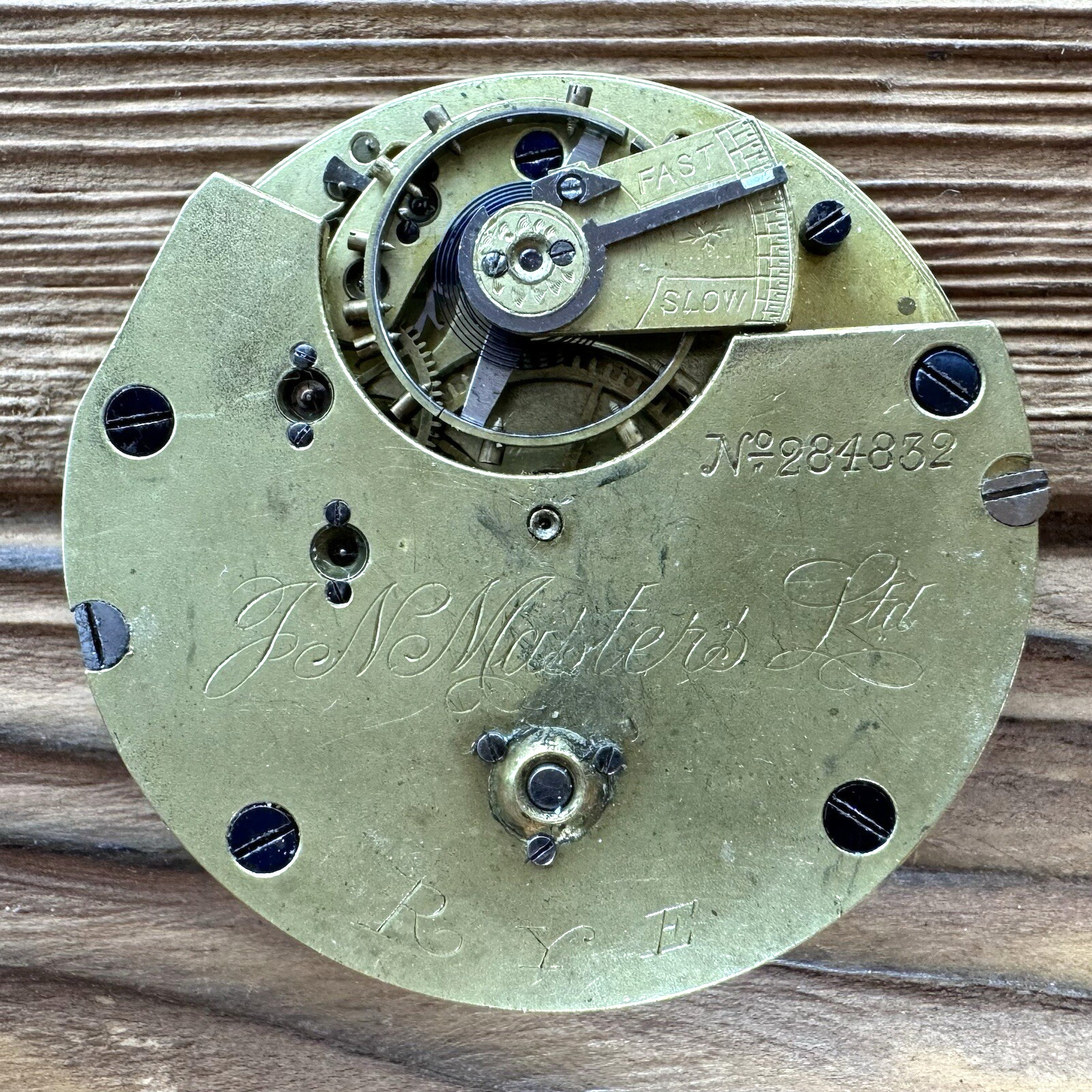 Pocket Watch Movement J N Masters of Rye Sussex 42.88mm Mens Parts Repair (319)
