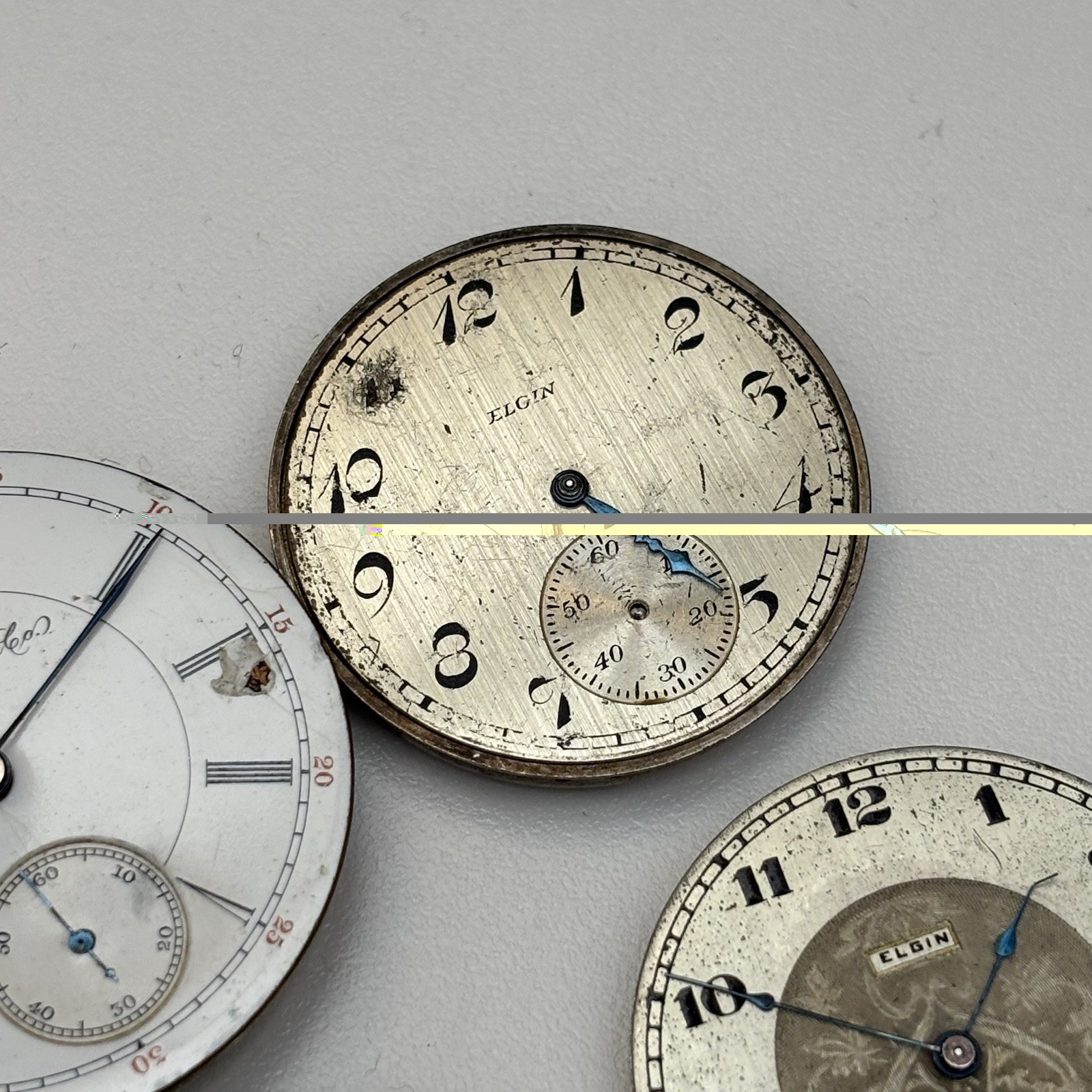 9x Vintage Elgin Pocket Watch Estate Repair Parts Bulk Lot Movement Dial