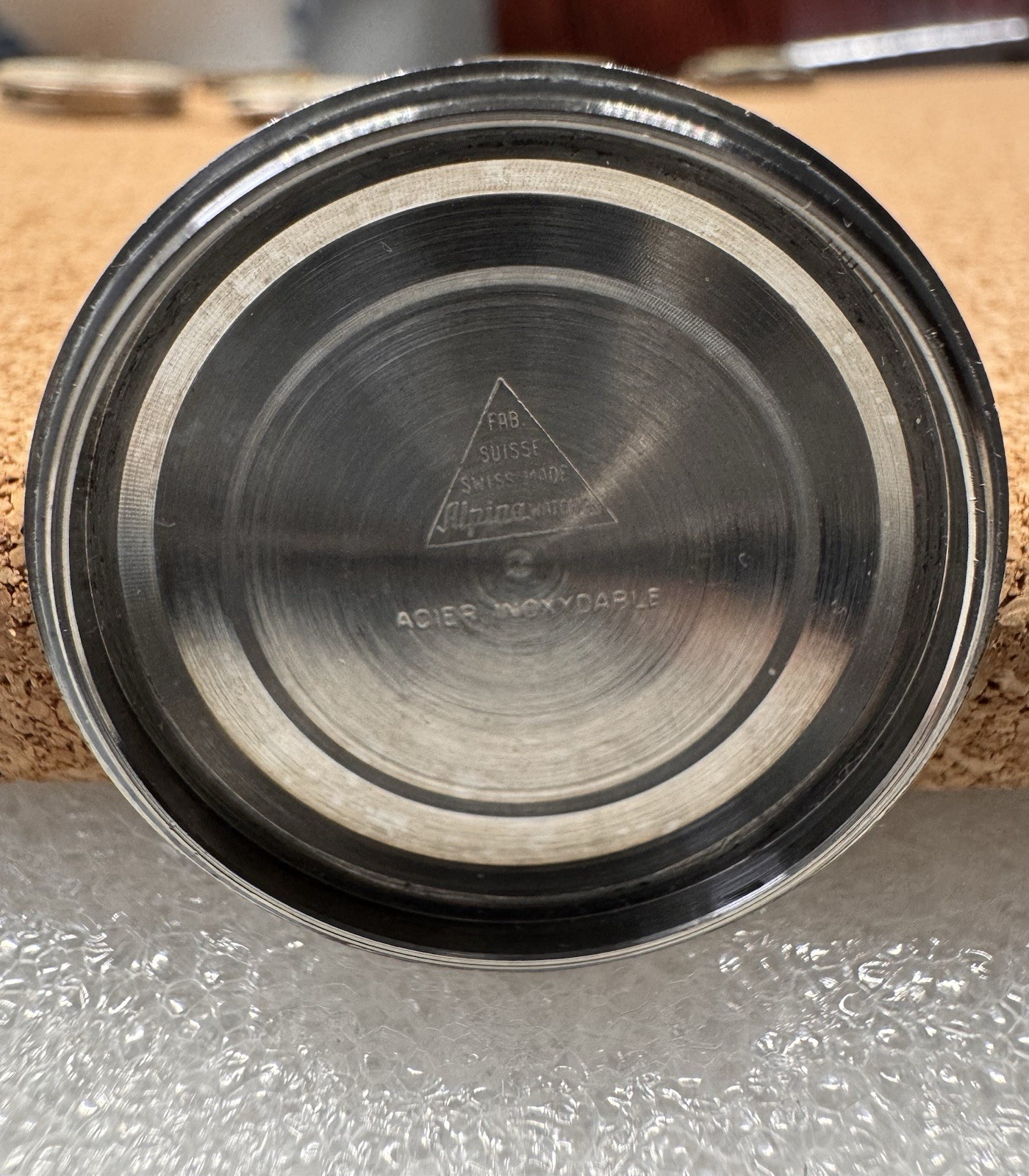 Vintage Alpina Men’s Watch Steel Screw-On Case Back Only Acier Inoxydable