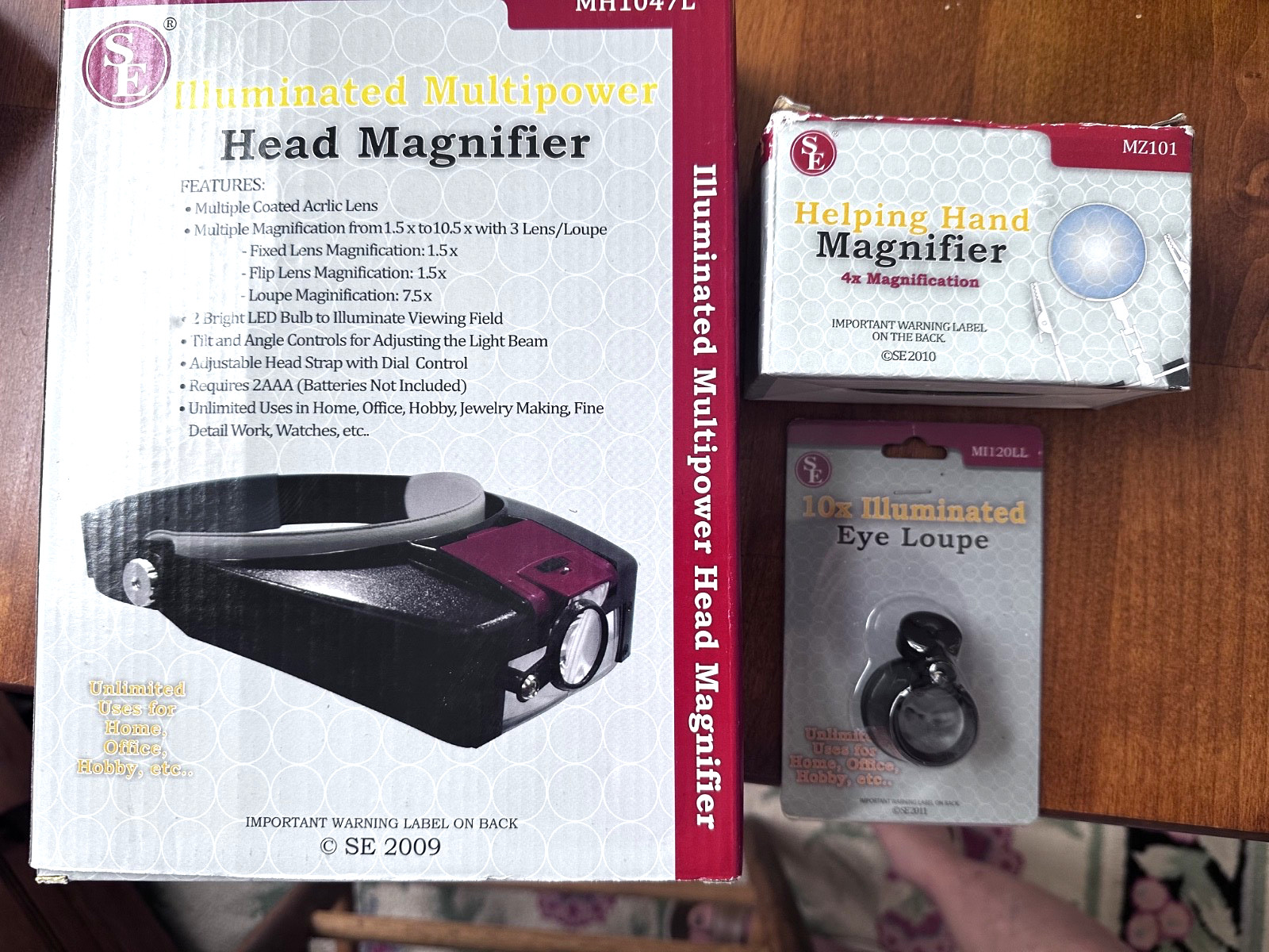SE Head Magnifier, Eye Loupe 10X and Helping Hand Magnifier