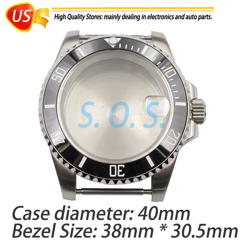 For NH35 NH36 4R35 4R15 4R36 SKX007 Movement Ceramic Bezel Watch Case Black 40mm