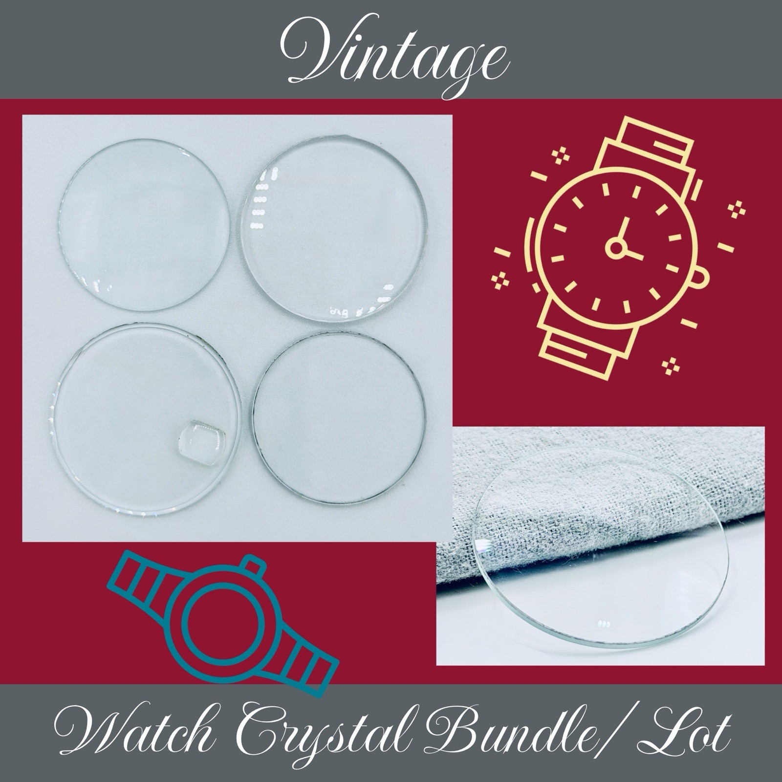 5 Used Mineral & Sapphire Watch Crystals