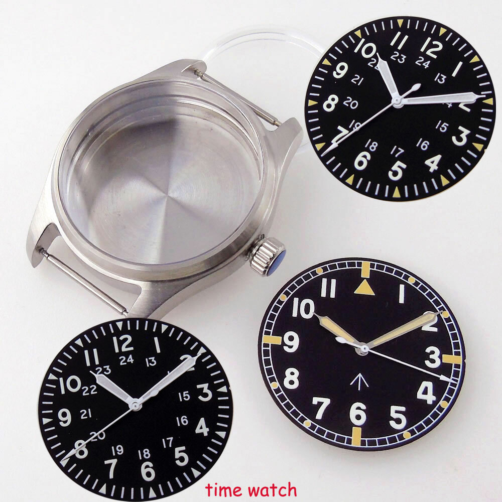 Fits NH34 NH35 ETA2824 PT5000 39mm Brushed Watch Case Sapphire Glass Black Dial