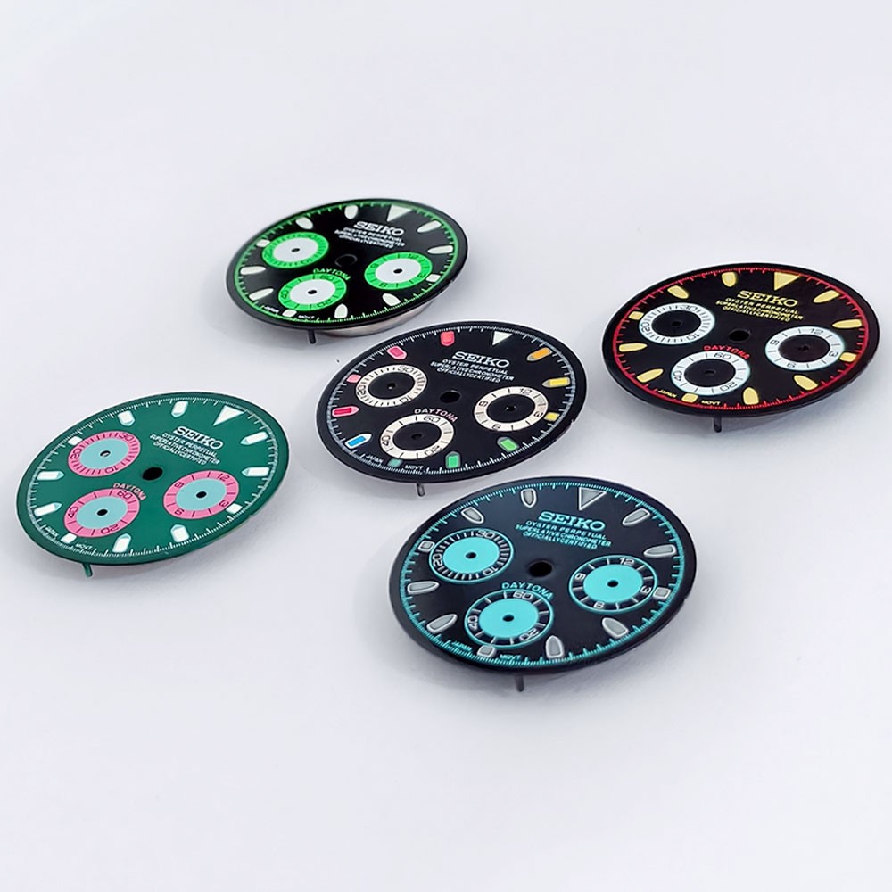 Watch Dial 29.5mm Green Luminous For Seiko VK63 Quartz Meteorite pattern Dials