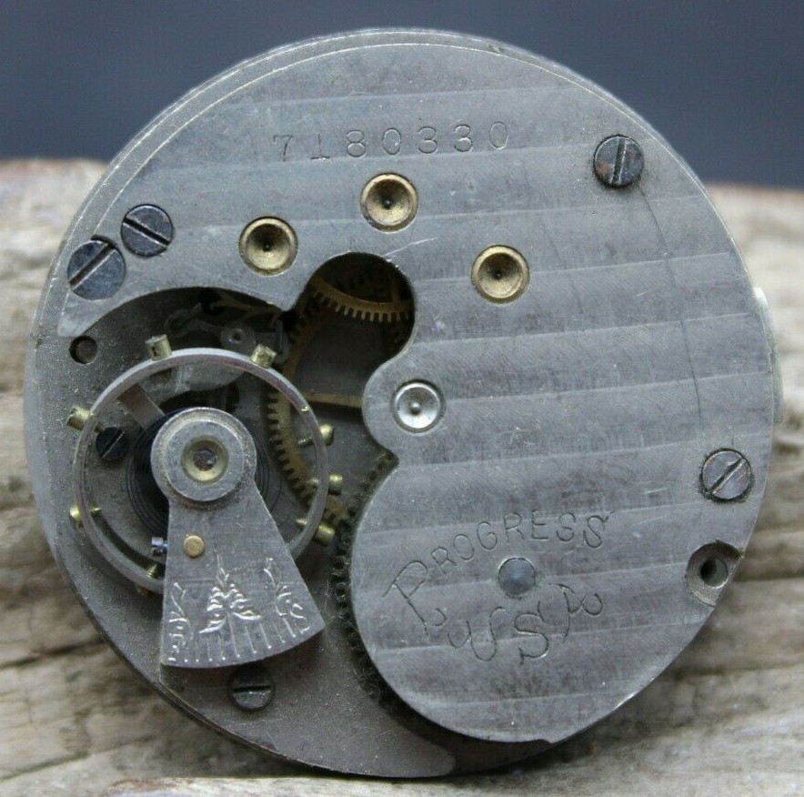 NY STANDARD PROGRESS 54 POCKET WATCH MOVEMENT 7180330 6s 7j MODEL 1 (J2A3)