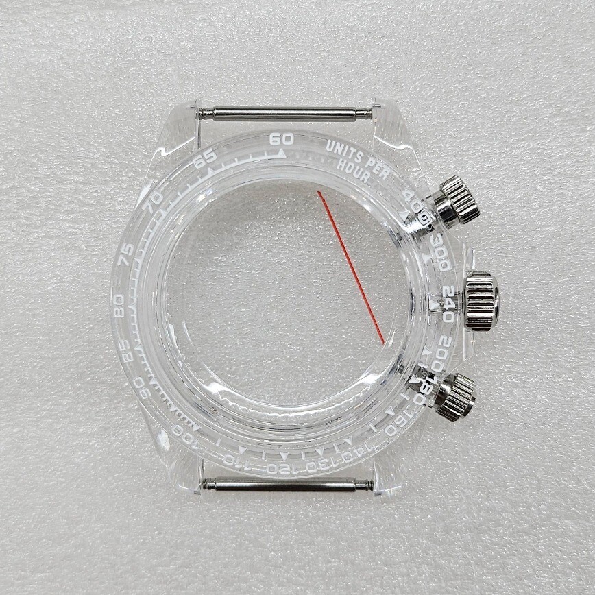 VK63 Case 39mm Transparent Rubber Case Acrylic Glass for Quartz VK63 Movement