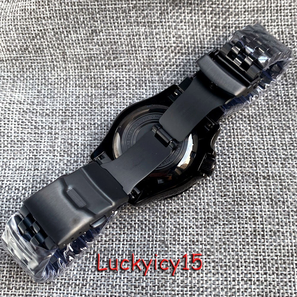 Tandorio 41mm Black PVD Mens Watch Case Dive 20ATM Waterproof fit NH35 SKX007