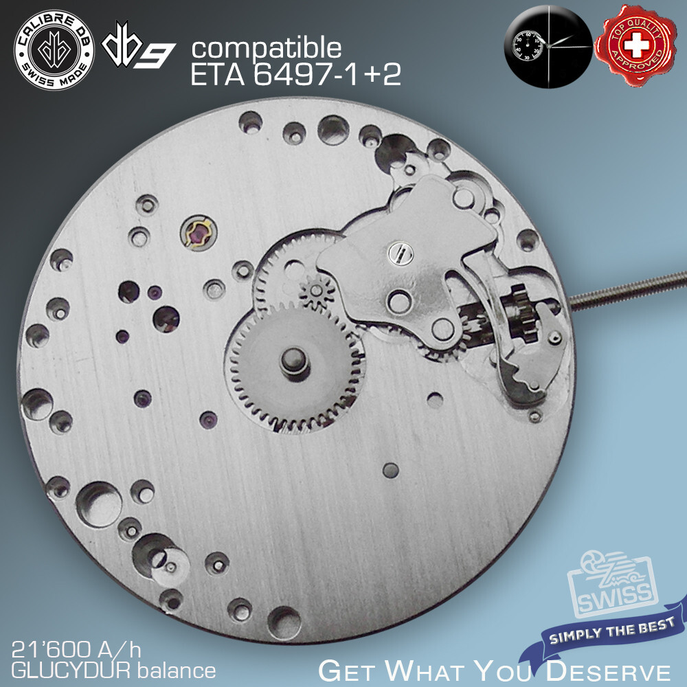 MOVEMENT CALIBRE DB9 brushed compat. ETA 6497-2 NICKEL HAND WIND SWISS MADE