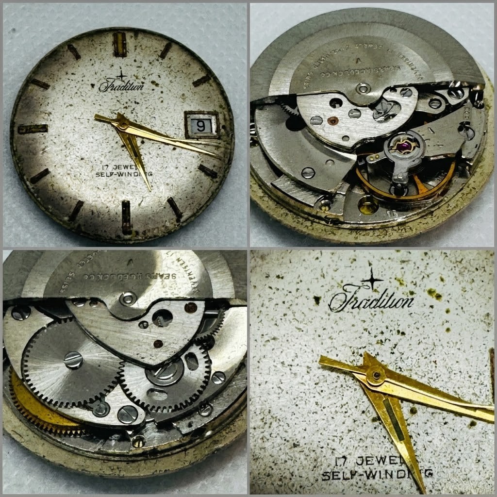 Vintage Watch Movement & Dial Parts Lot: Vulcain Waltham Bulova Elgin and more