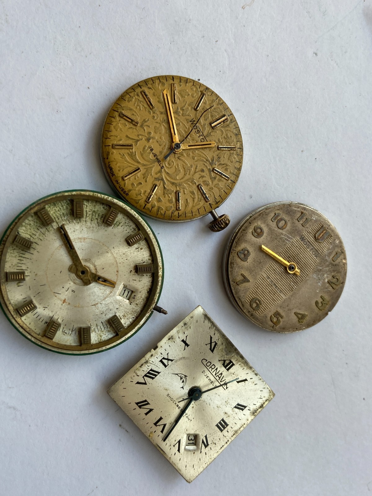 VINTAGE MEN WRIST WATCH PARTS NOT WORKING LOT WOSTOK CORNAVIN SLAVA