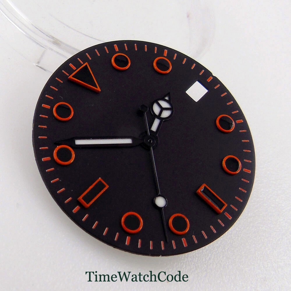 29mm Black Red Watch Dial Green Lume For NH35 NH36 ETA2824 PT5000 8215 Movement