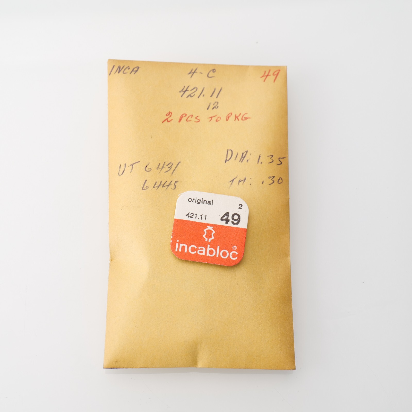 INCABLOC – 2 pieces – Jewels 421.11 NOS Watchmakers Watch Part (C10R1)