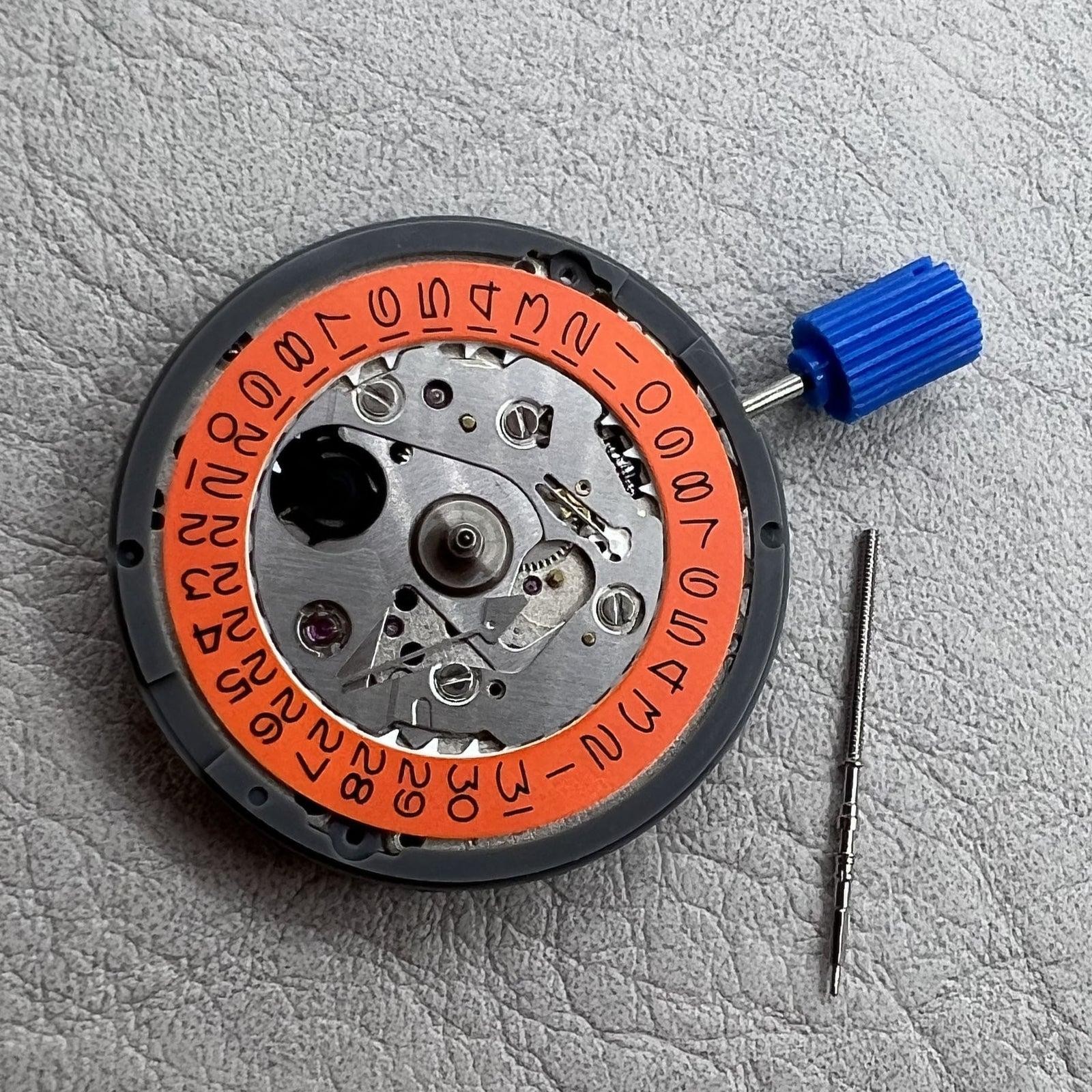 Seiko NH35 Automatic Mechanical Movement Vintage Orange Date Wheel 24 Jewels