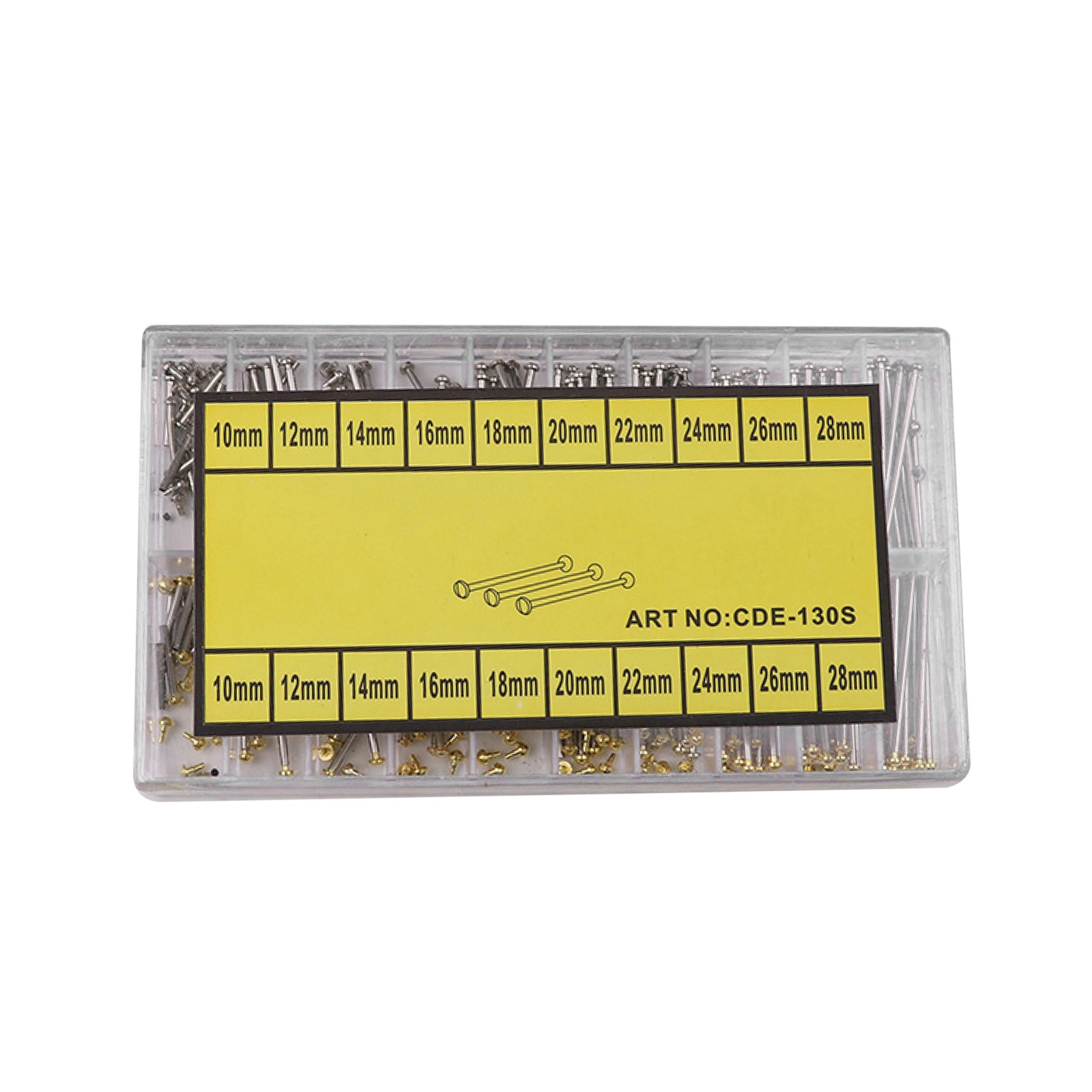 200pcs 1.3mm Diameter Watch Band Bracelet Spring Bar Lug Type Assortment 10-28mm