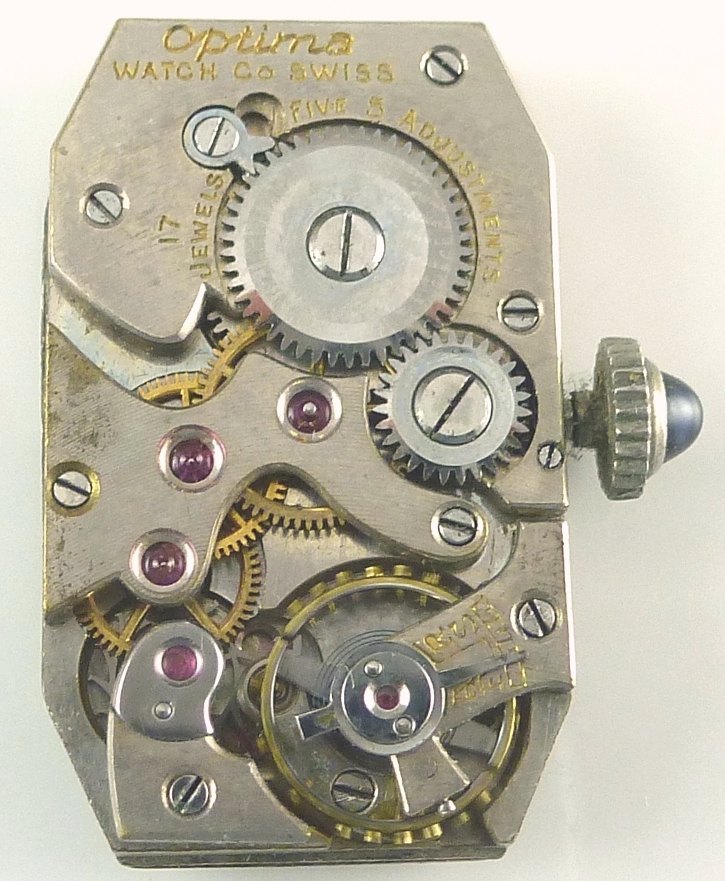 Optima Watch Co. Wristwatch Movement – Sold 4 Spare Parts, Repair!