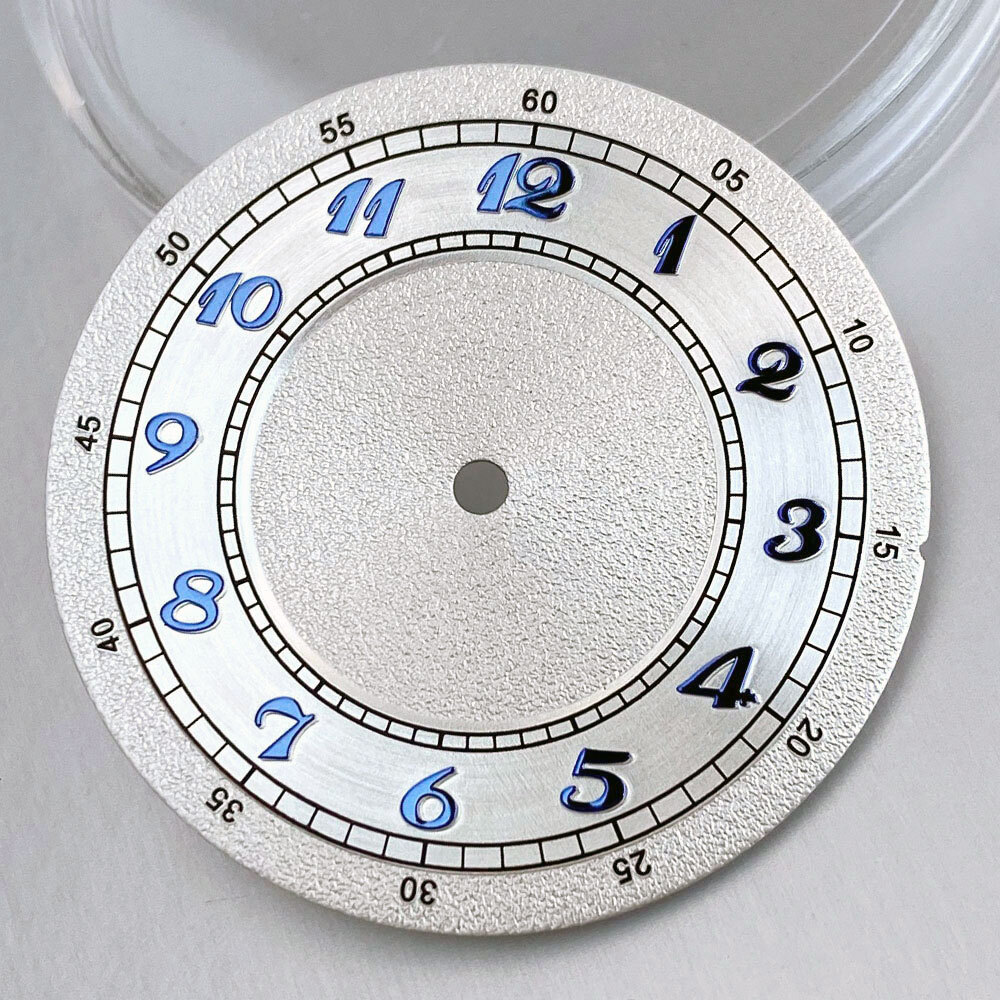 Brown Silver Watch Dial 33.5mm Blue Arabic Numerals Hand Set Fit NH35 NH36 NH38