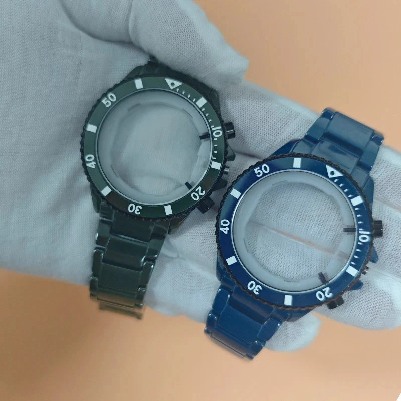 Ceramic Shell Watch Band for Armani AR70009 AR70011 Three Eye Black Blue Premium
