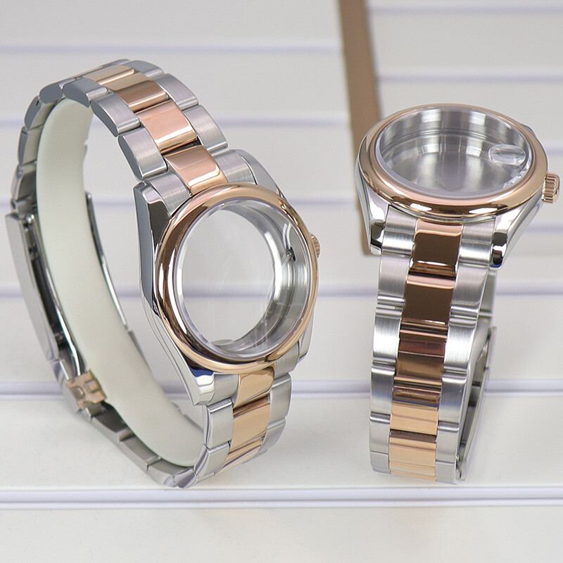 36mm 39mm Watch Case Oyster Strap Steel Sliding Lock Buckle For NH35/36 Movement