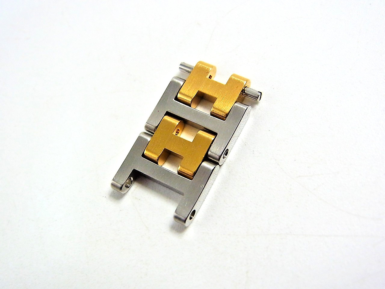 HERMES Clipper Watch 12mm Side Polish Genuine Link Band Bracelet 2pcs Set EX (b