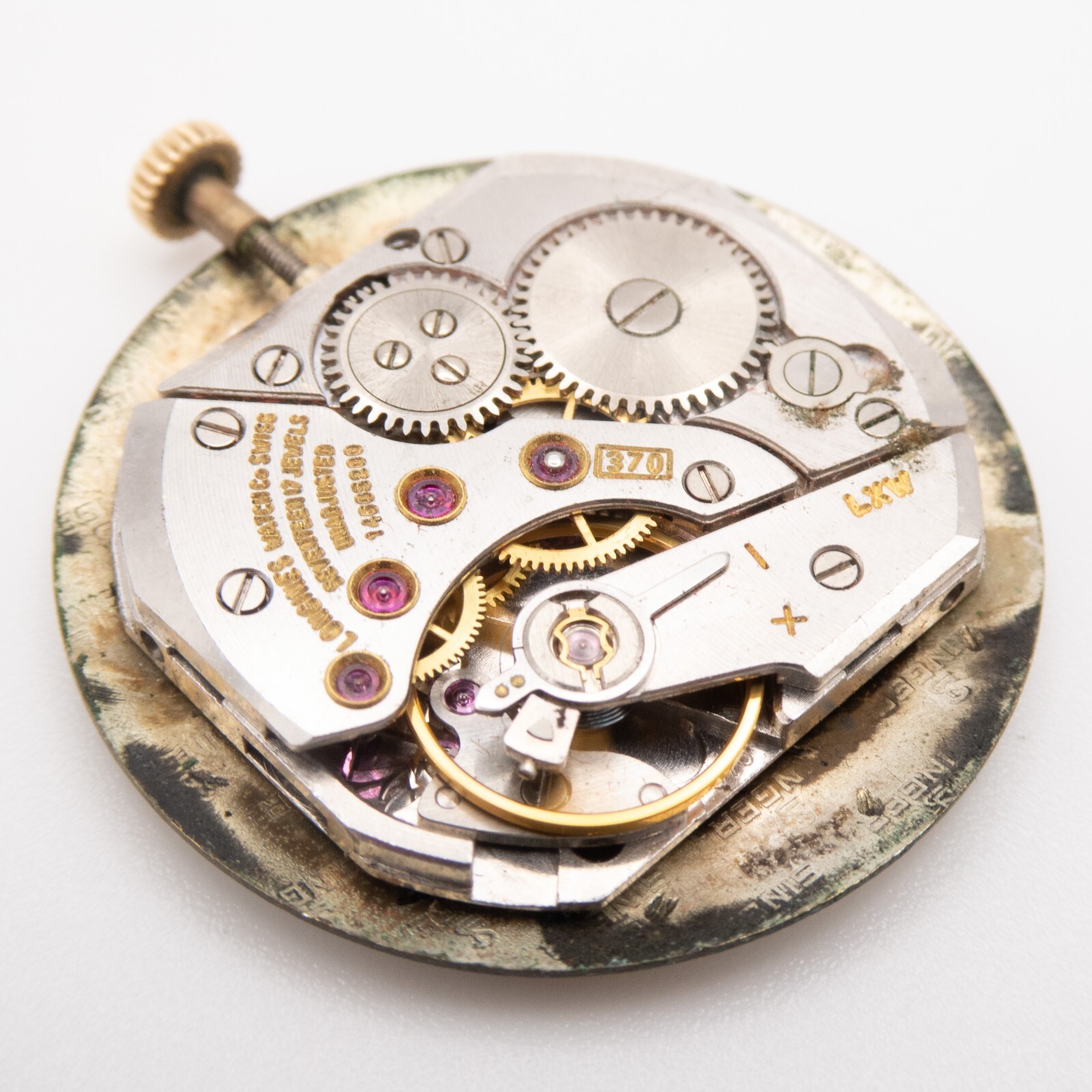 Vintage Longines Caliber 370 17-Jewel Wristwatch Movement, Runs, Parts / Repair