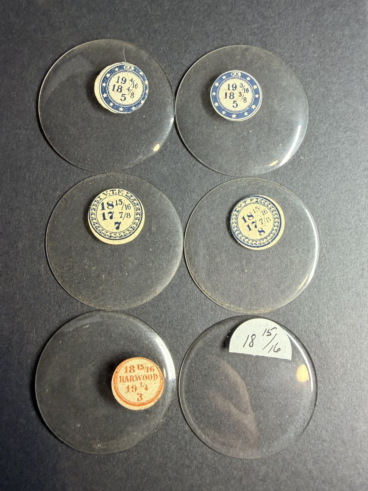 LOT OF 6 GLASS POCKET WATCH CRYSTALS SIZE 18 / 19 REPLACEMENT PARTS