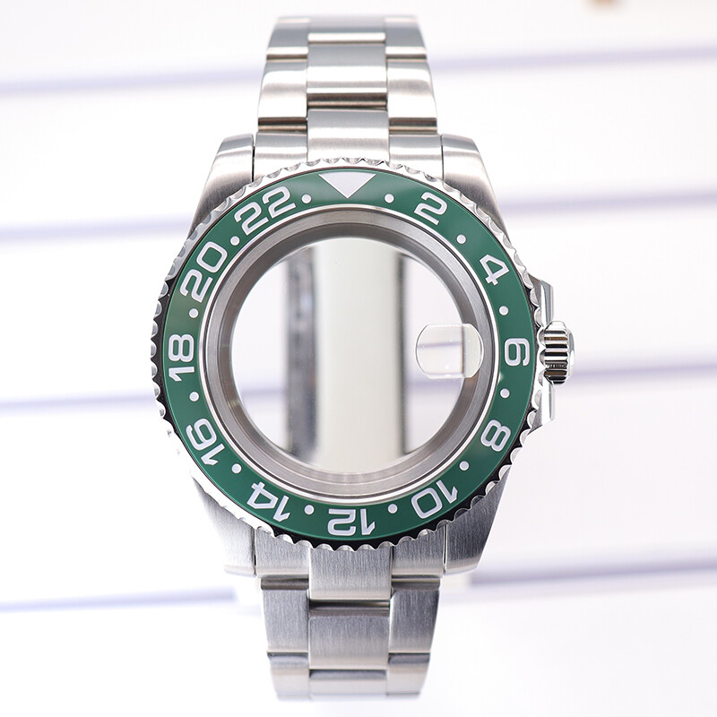 40mm Watch Case+Strap GMT Unidirectional Rotating Ceramic bezel For Seiko nh34