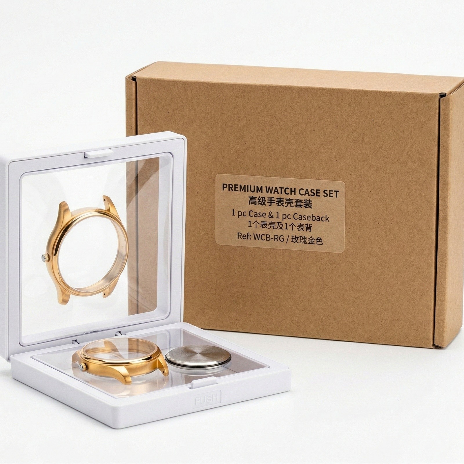 41mm glass Gold Watch Case back cover waterproof ring for 2035 Movement