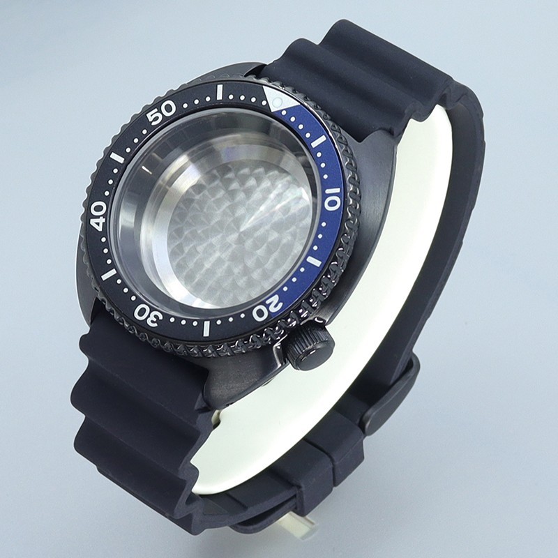 45mm PVD Balck Steel Watch Case Strap Modify Skx009 Mod For Seiko NH34 35 36 38