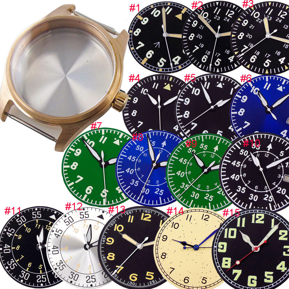 39mm CUSN8 Bronze Watch Case Sapphire Glass Fit NH35A NH36A (Case+dial+hand)