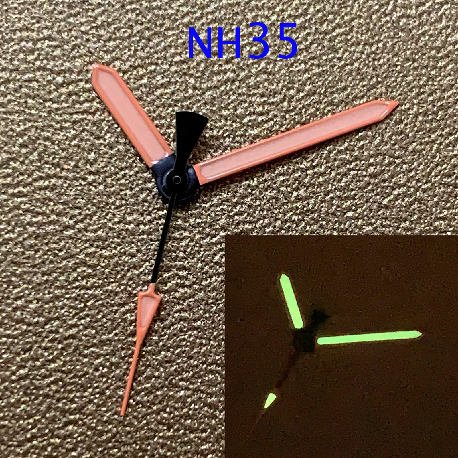 For NH35 Movement Watch Skx007 Watch Hands Needle Pink Pointer w/Green Luminous