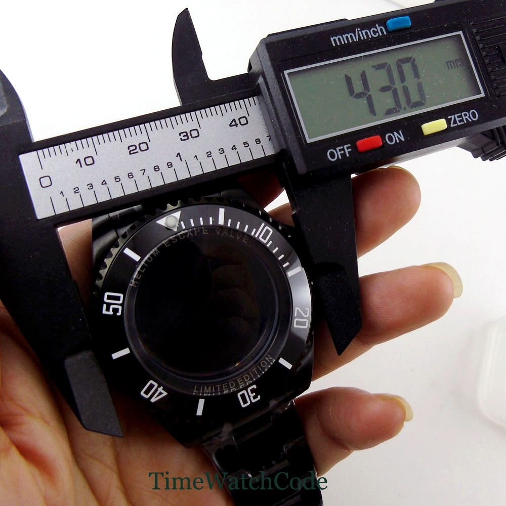 43mm PVD Black Watch Case Fit NH34 NH35 NH36 ETA2824 PT5000 Miyota8215 DG2813