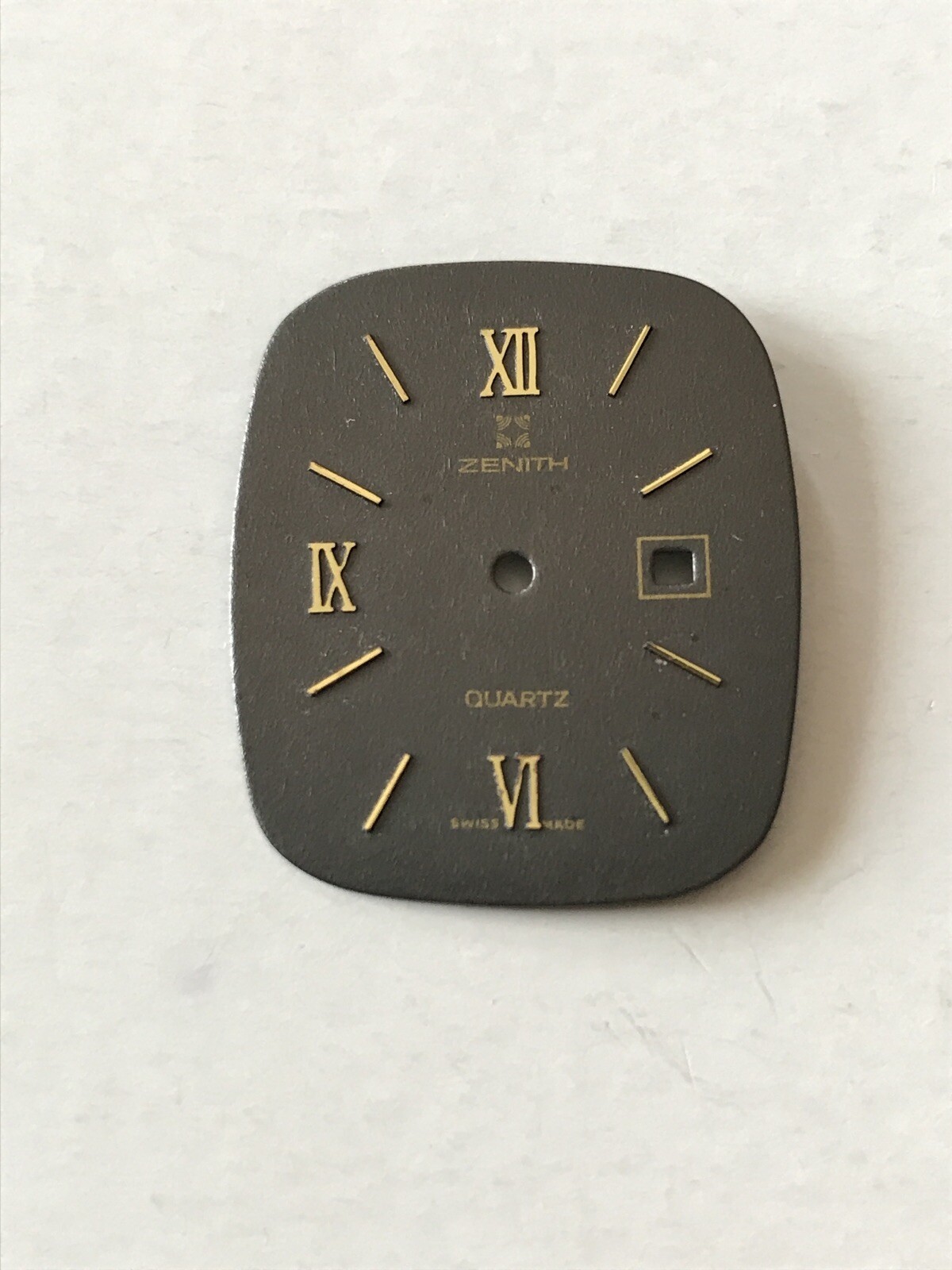 ZENITH Vintage Dial for Quartz, 24.7 x 28.5mm, Dark Grey, NOS