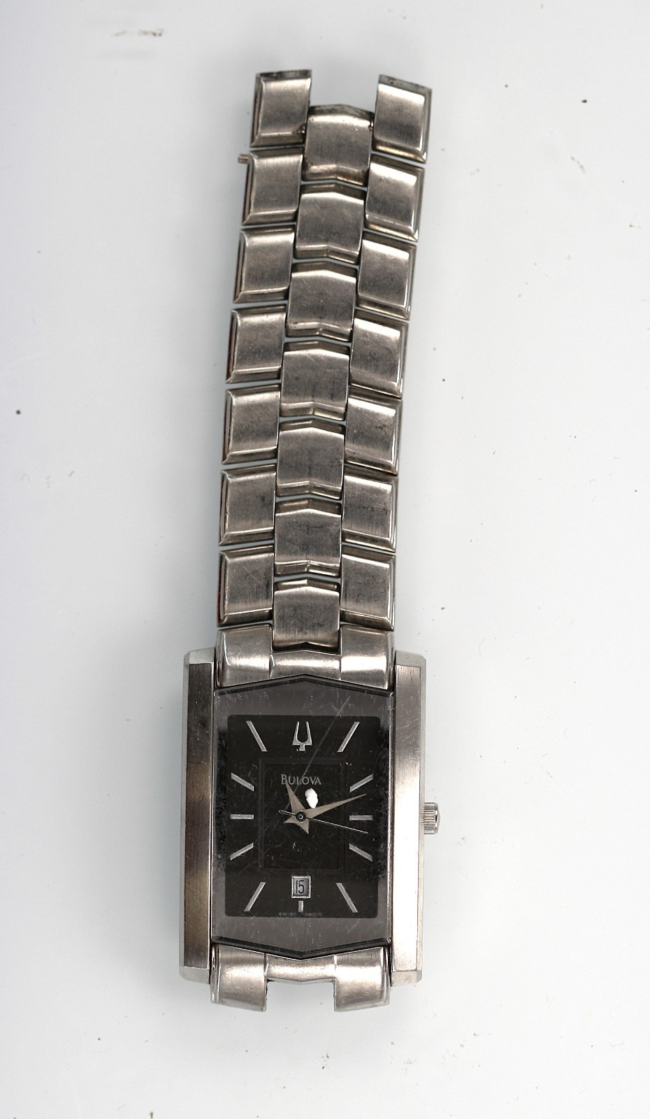 Bulova Watch Men A5 Silver Stainless Steel WR Battery Date Gray NON-WORKING