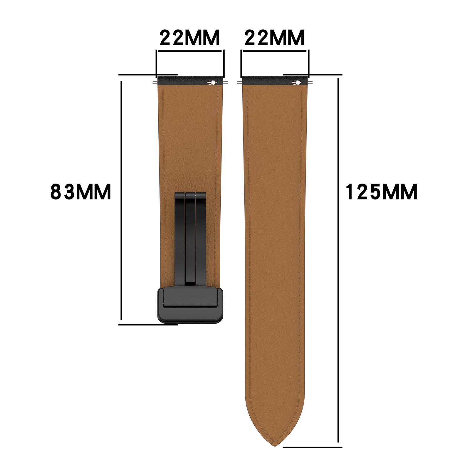 Leather Watch Strap with Folding Buckle for Huawei/Samsung Galaxy/Amazfit Series