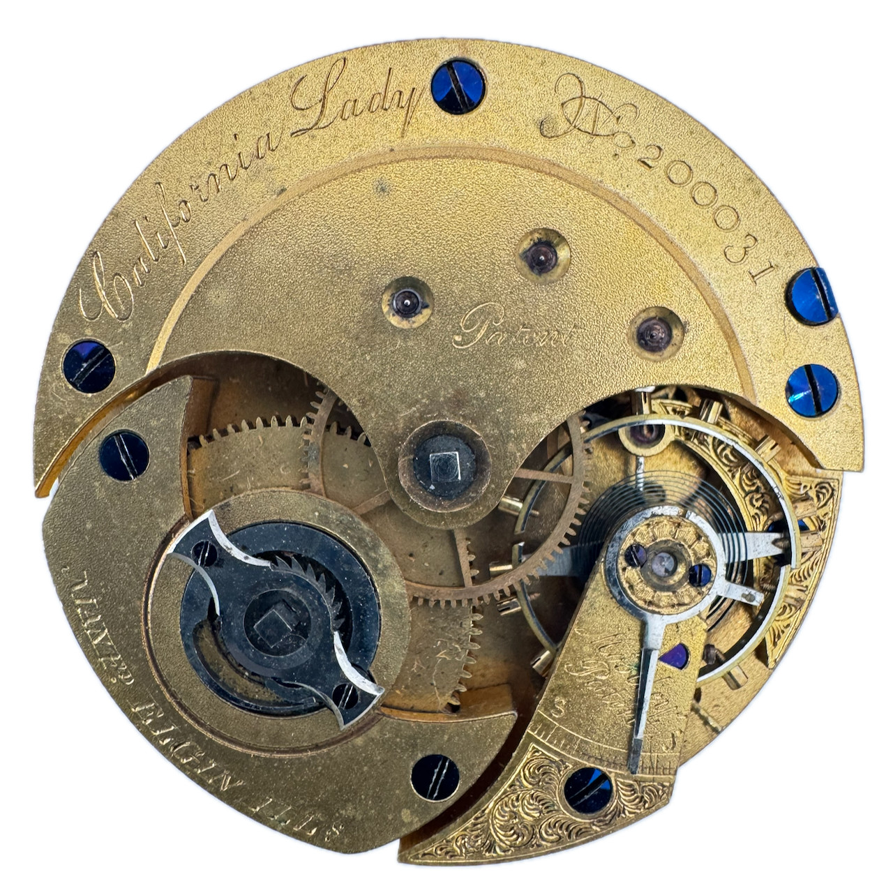 Antique 10s 1872 Elgin California Lady 11J Key Wind Pocket Watch Movement 29 USA