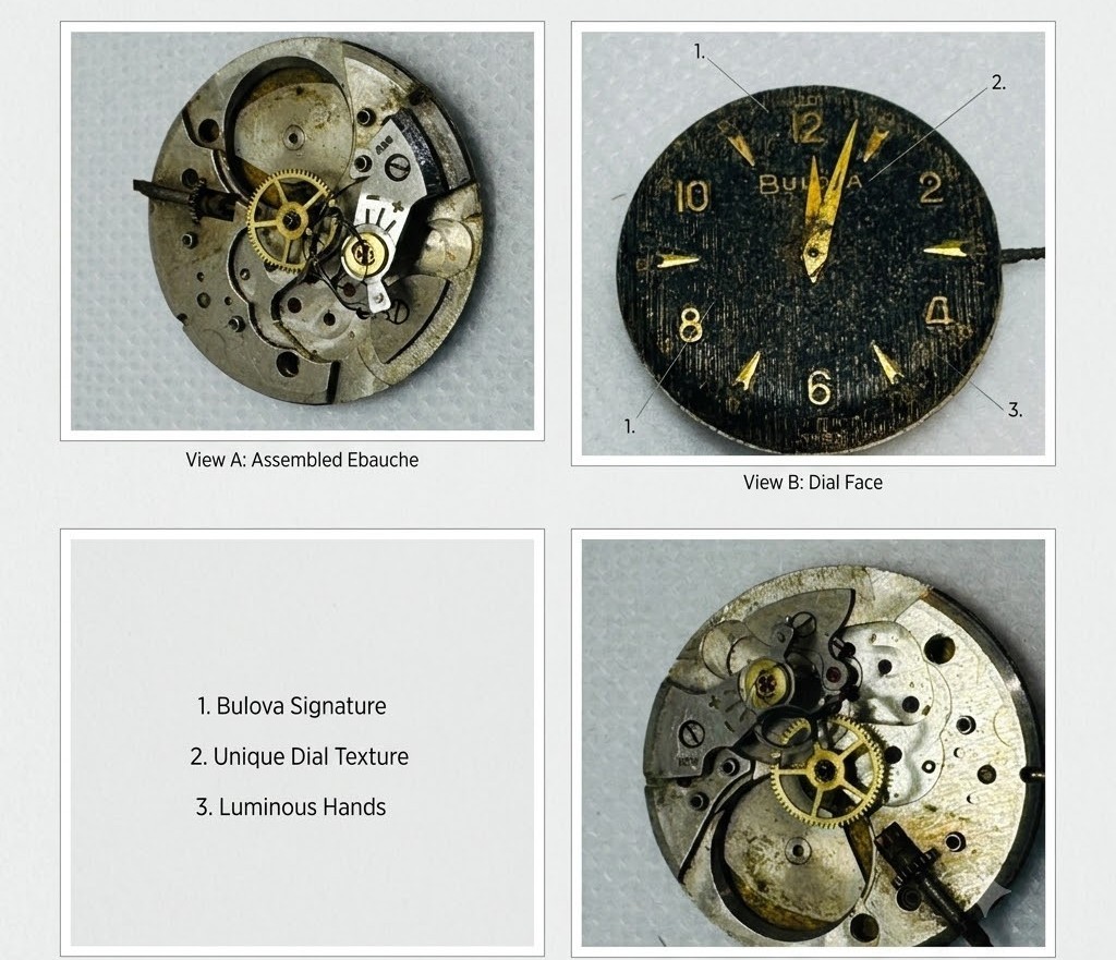 Vintage Watch Movement & Dial Parts Lot: Vulcain Waltham Bulova Elgin and more