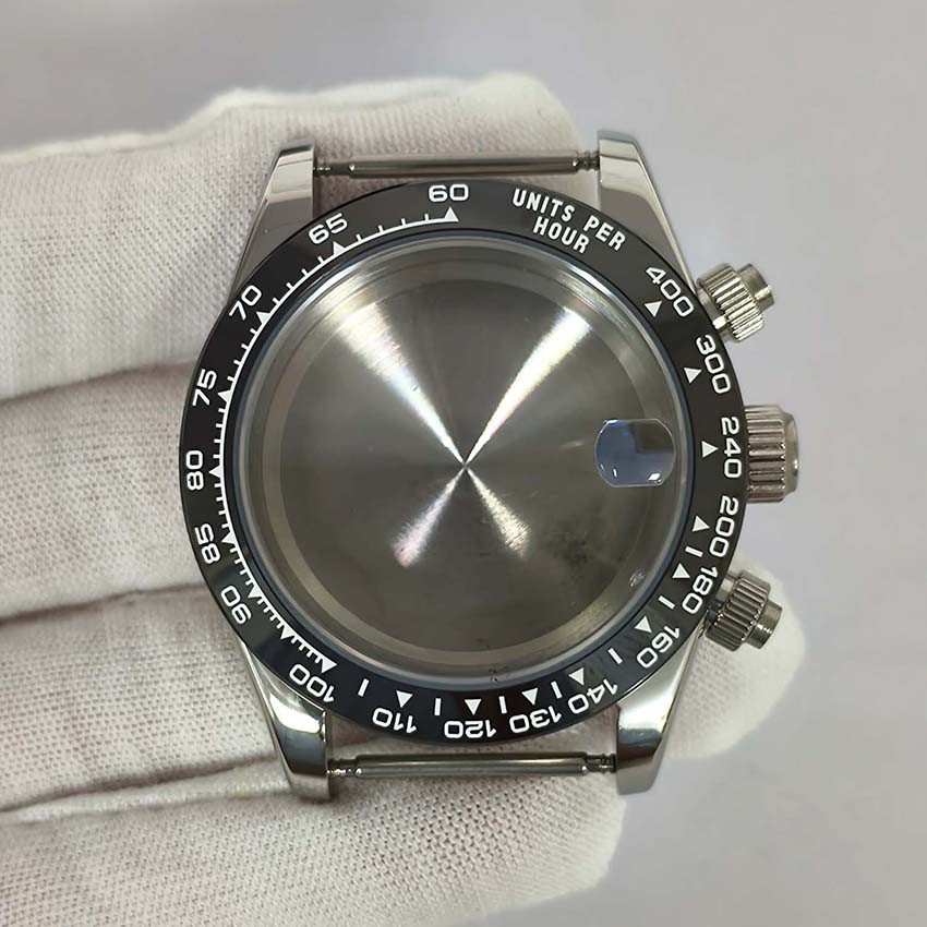 39mm Watch Case for VK67 Movement Sapphire Crystal Stainless Steel Ceramic Bezel