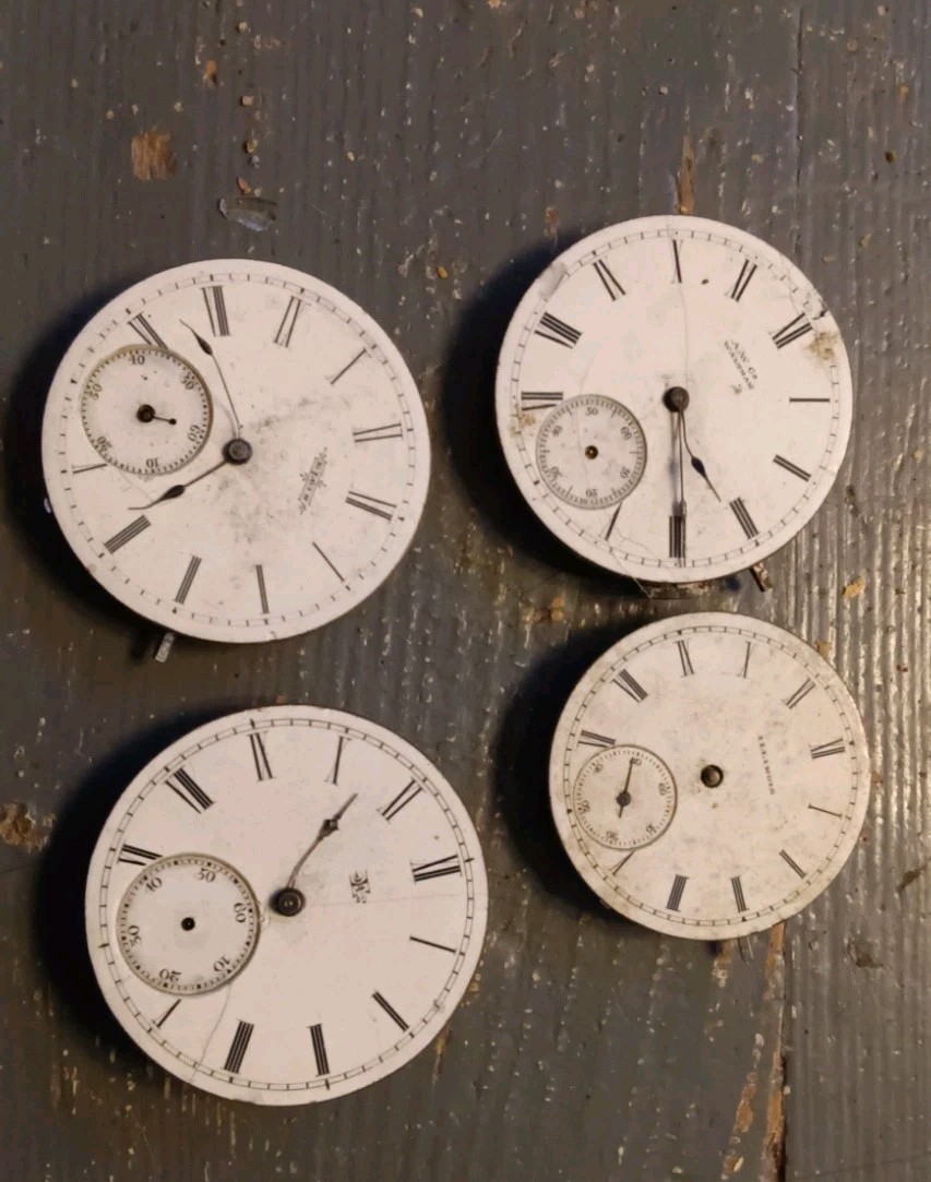 Vintage Lot Of 15 Pocket Watch Movements Waltham Elgin